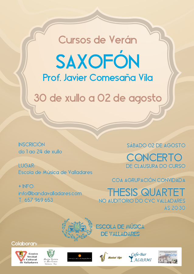 Cartel curso saxofón verán 2014